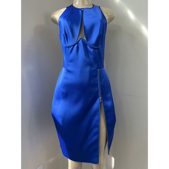 DION LEE Cobalt Blue Radius Poly Cutout Sleeveless Sheath Mini Dress Siz… - Picture 3 of 12